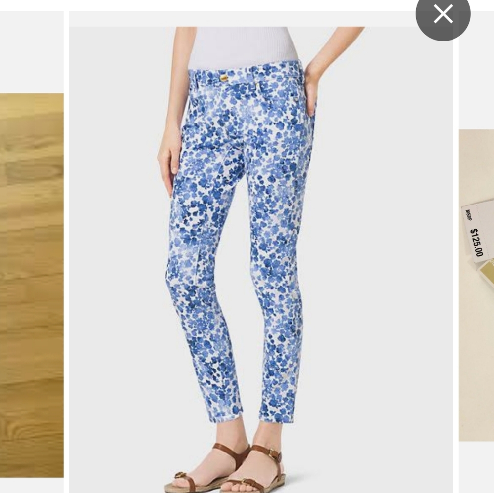 Mk Floral Pattern Cropped Pants - image 2